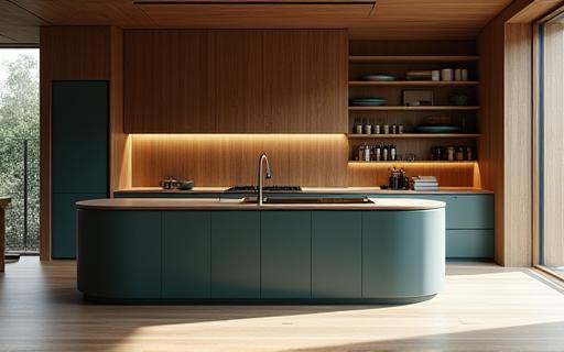 Cucina italiana moderna con elementi artigianali su misura.